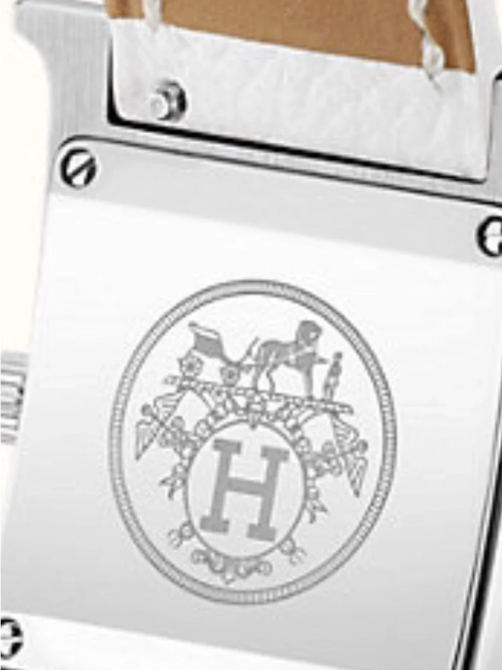 Hermes White Leather H Hour Stainless Steel Women's Watch